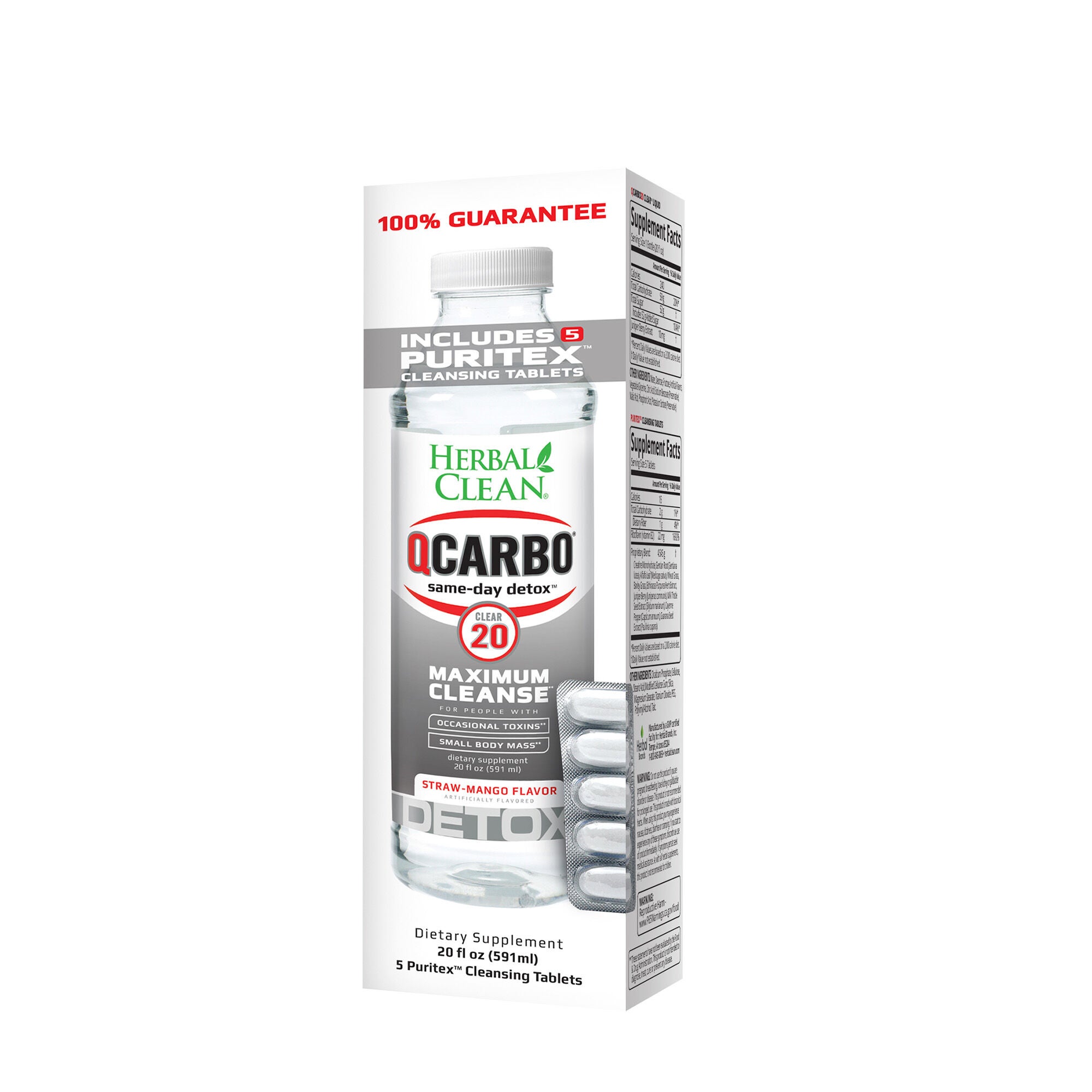 QCARBO20&trade; CLEAR - Strawberry-Mango -20 oz. + 5 Tablets &#40;1 Serving&#41; Strawberry-Mango | GNC